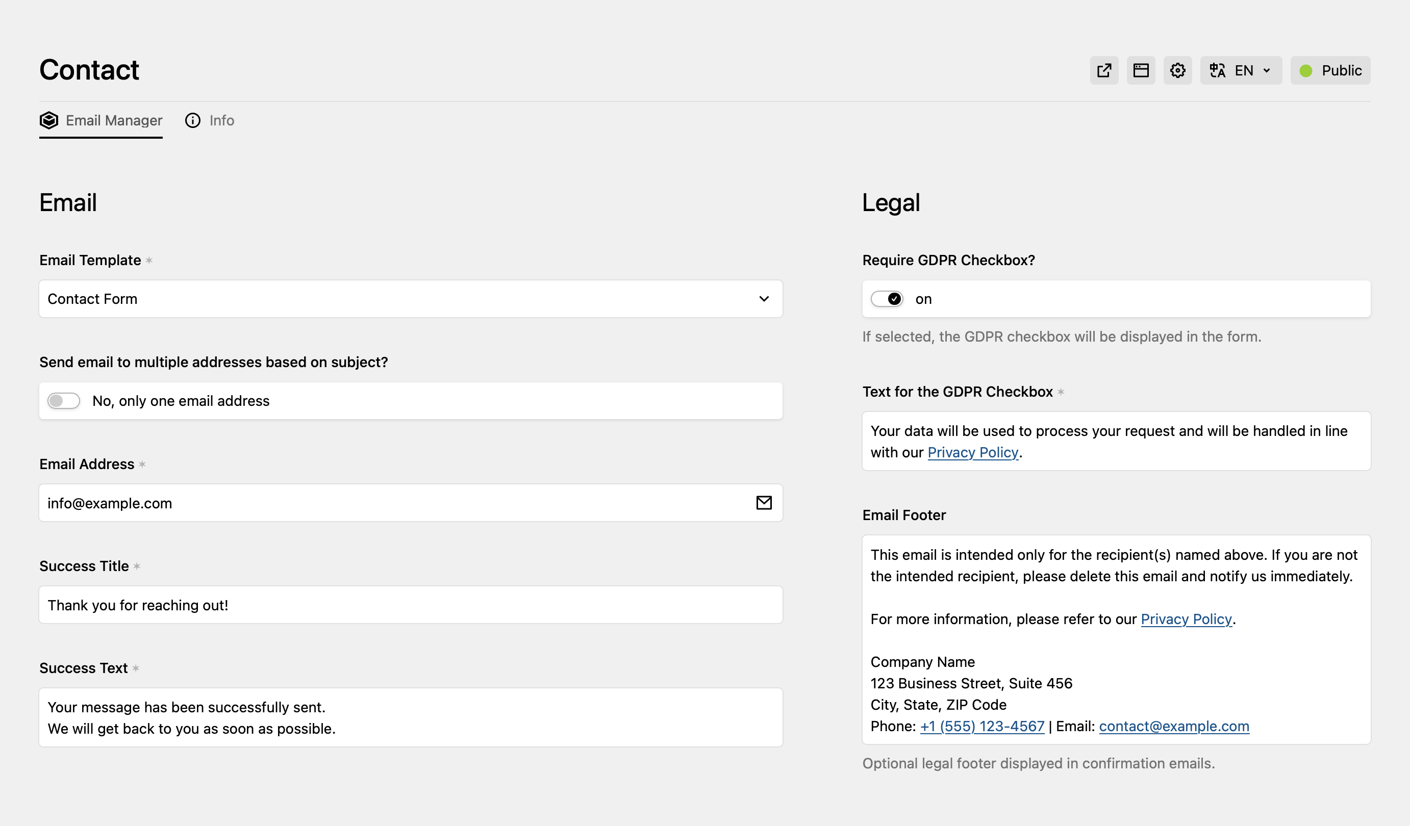 Email Manager Panel Tab